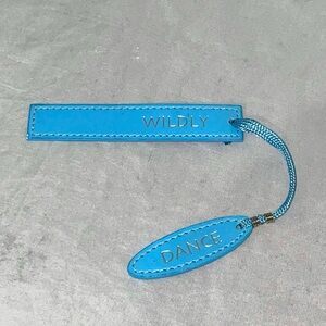 “DANCE WILDLY” faux leather sky blue and silver bookmark